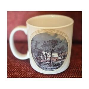 Vintage 1992 Currier and Ives Winter in the Country The Grist Mill Mug